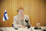 Presidentti Halonen suomalaisten tiedotusvälineiden haastateltavana. Copyright © Tasavallan presidentin kanslia 